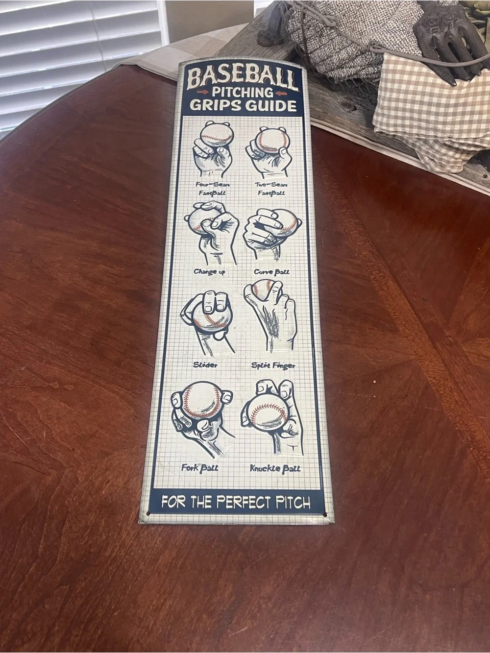 Baseball Pitching Grips Guide Perfect Pitch Metal Sign Open Road Sports Decor